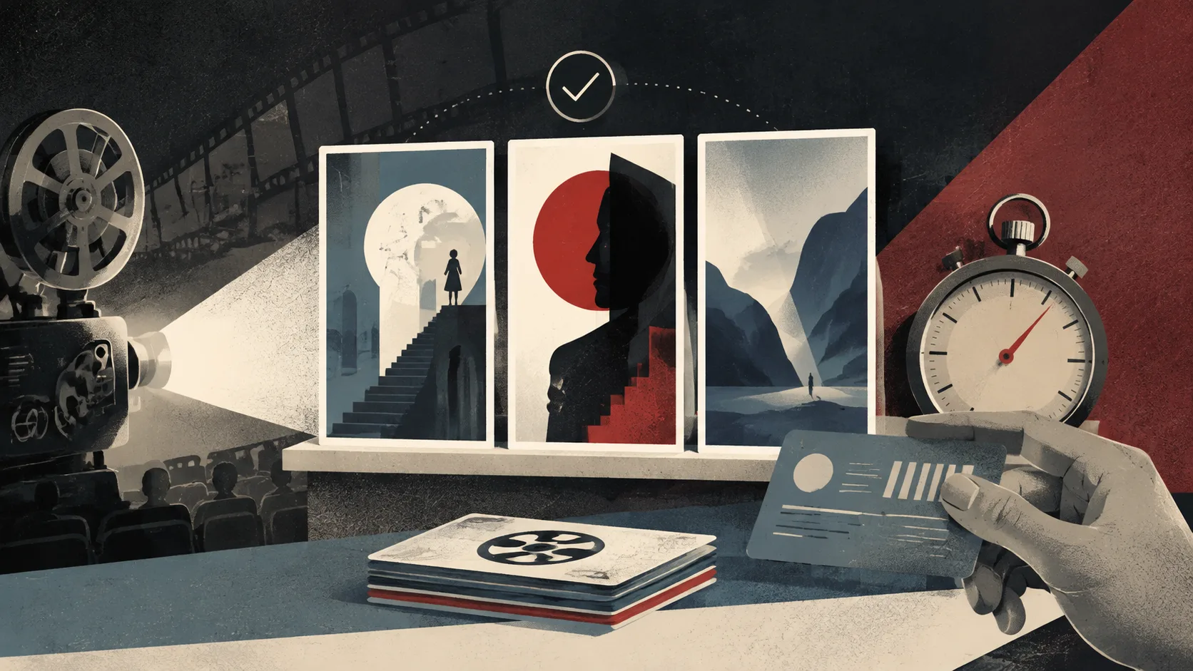 AI-generated editorial illustration representing the search topic movies