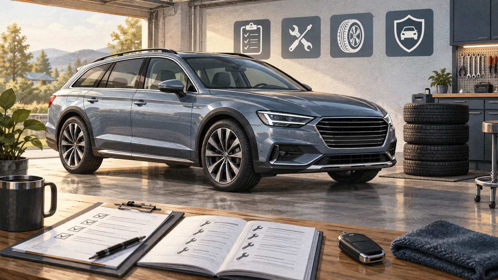 AI-generated editorial illustration representing audi vehicle research