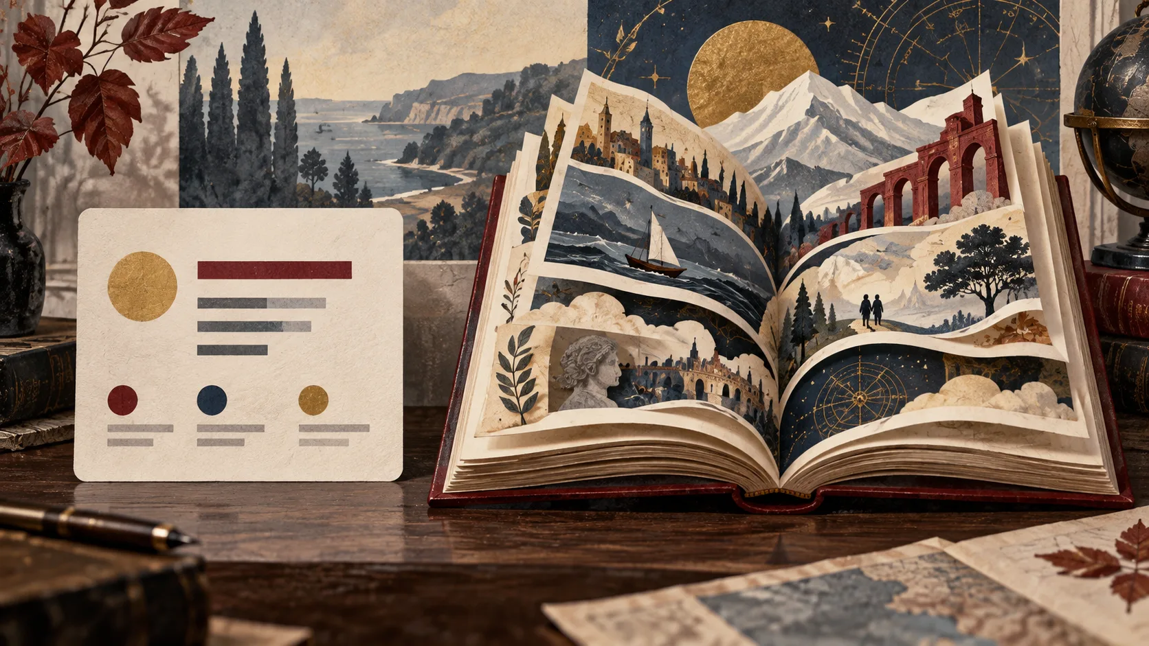 AI-generated editorial illustration representing summary in Books & Literature