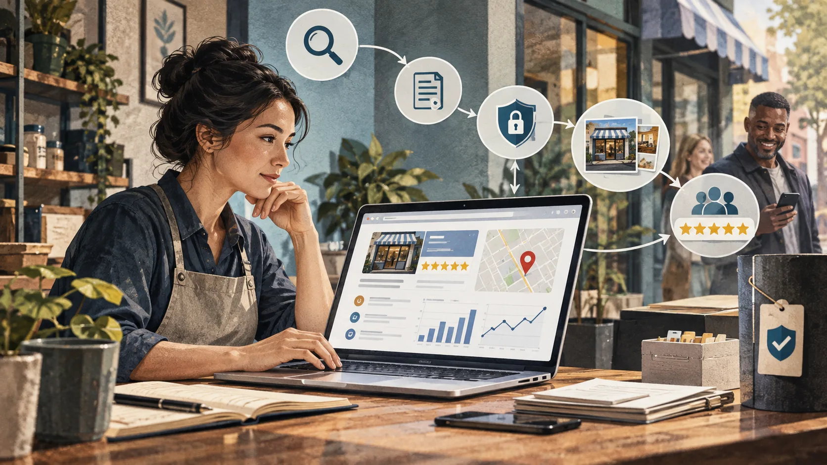 AI-generated editorial illustration representing google in Business & Industrial