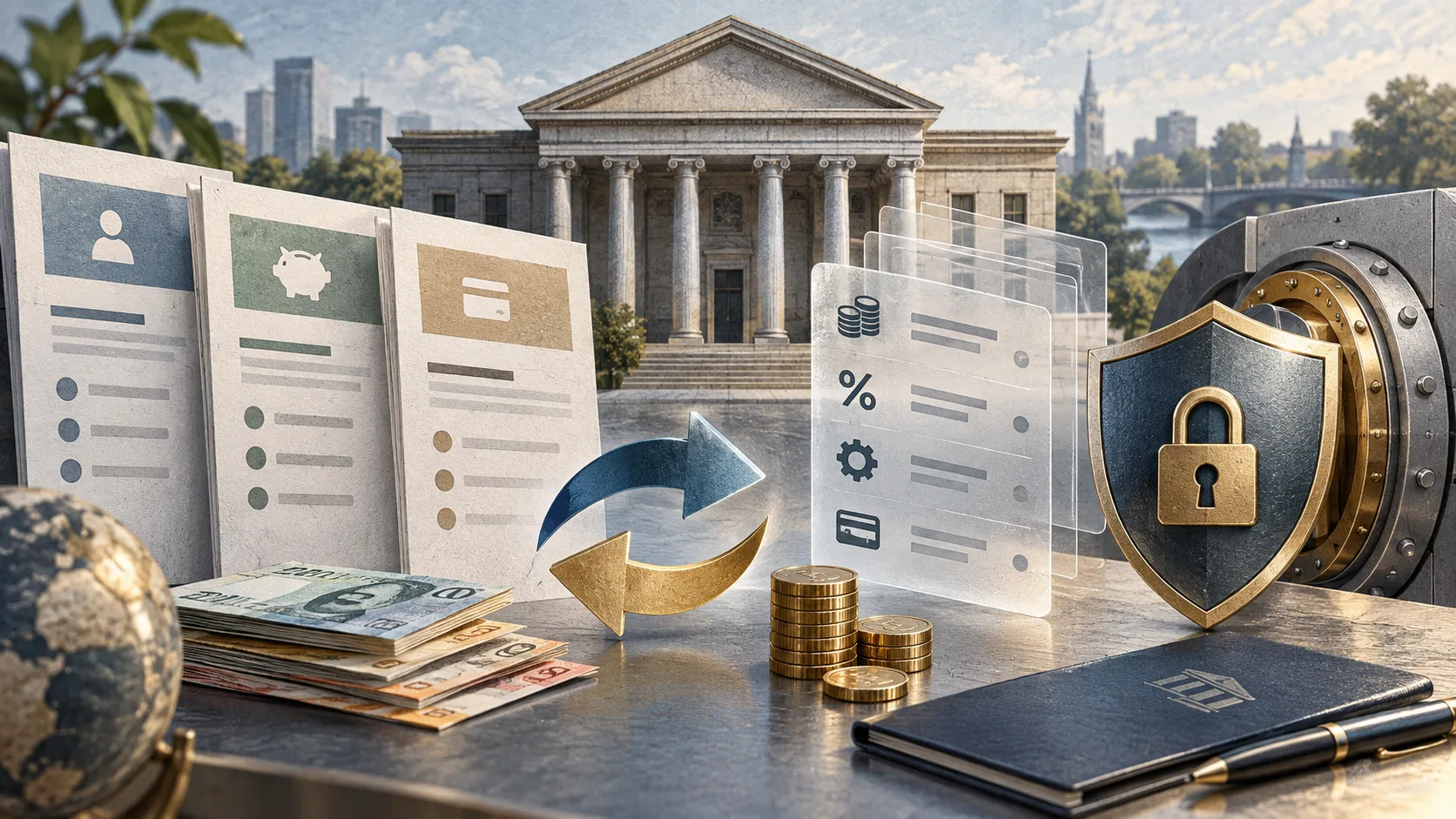 AI-generated editorial illustration representing banco in Finance