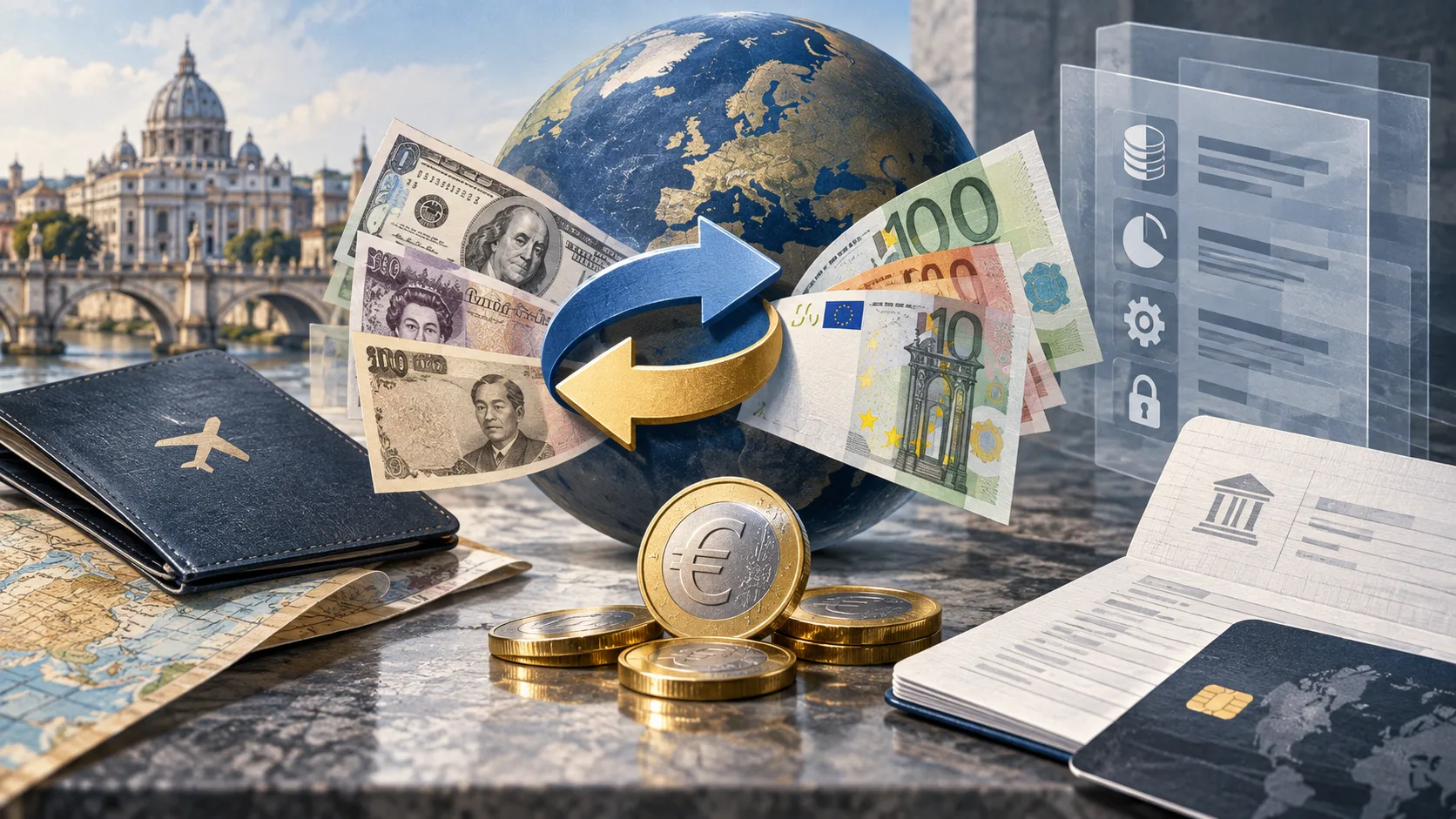 AI-generated editorial illustration representing euro in Finance