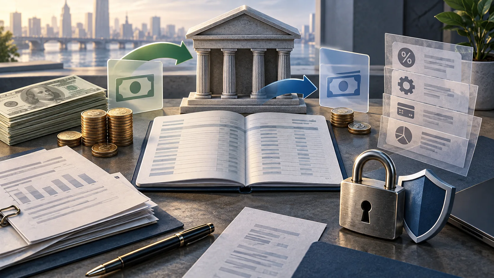 AI-generated editorial illustration representing account in Finance