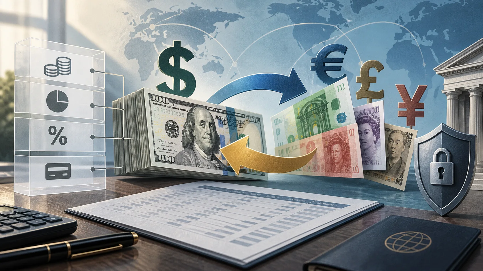 AI-generated editorial illustration representing usd in Finance