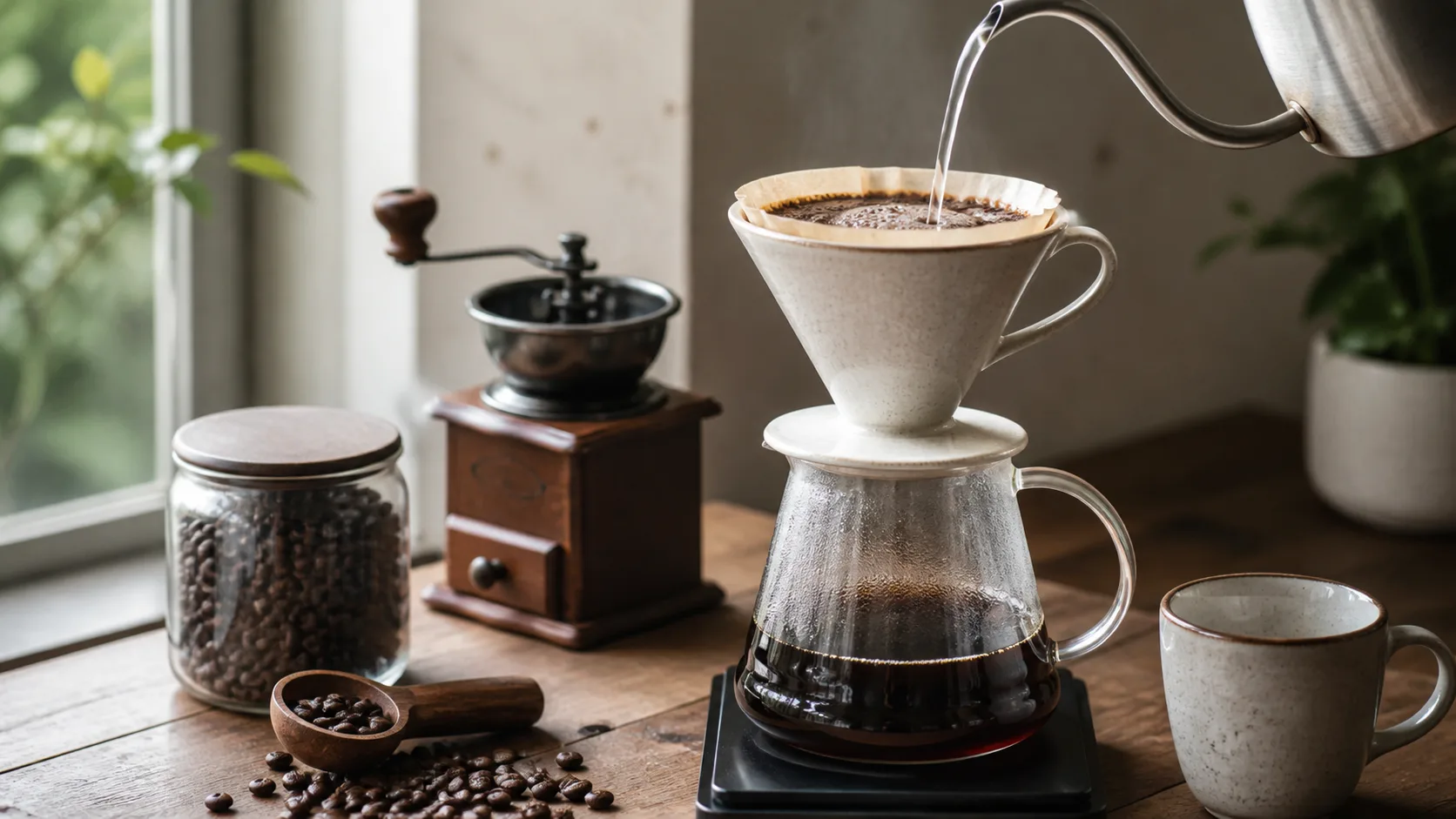 AI-generated editorial scene for a practical coffee guide