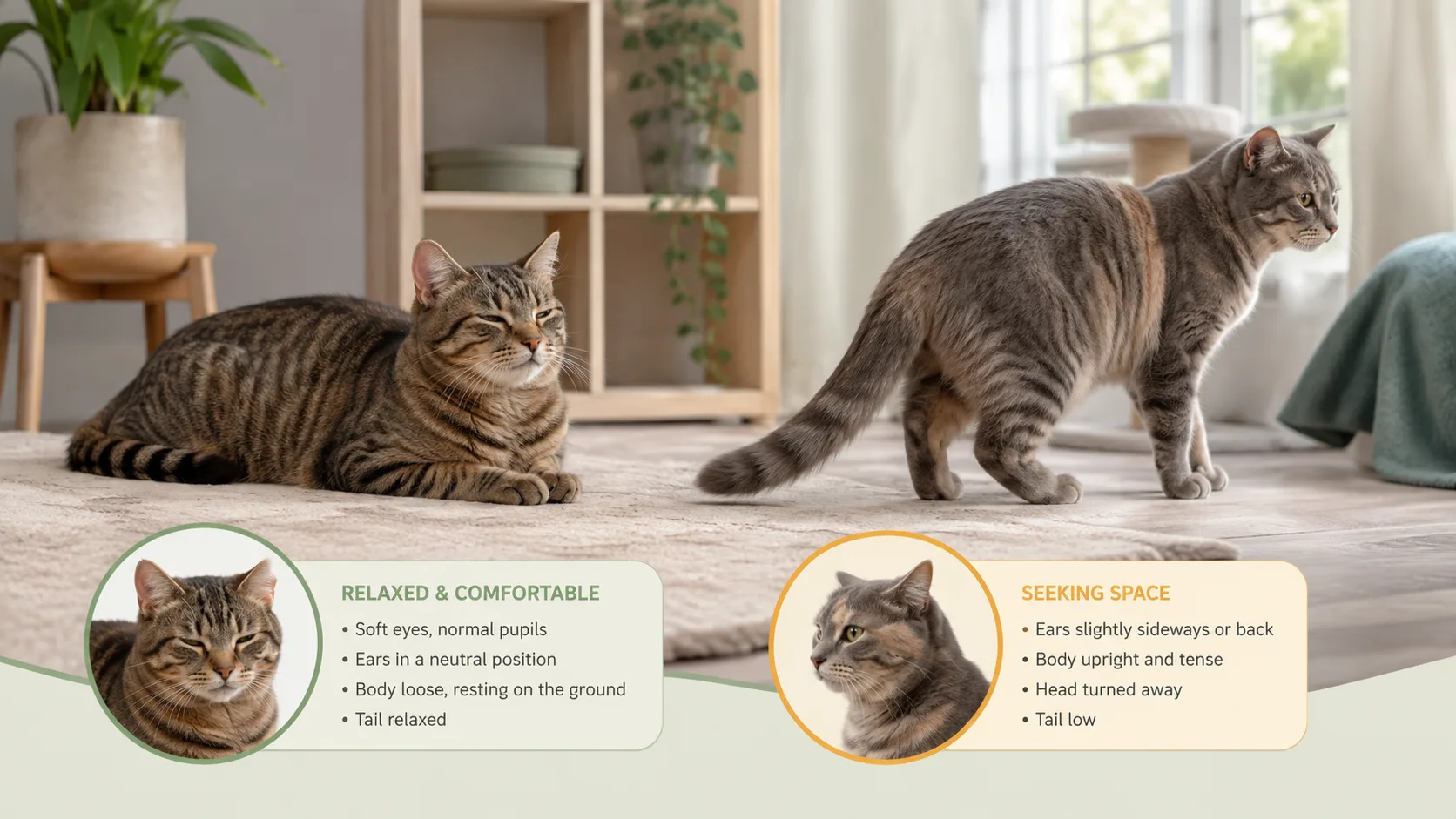 AI-generated editorial illustration about cats communicating with people and other cats