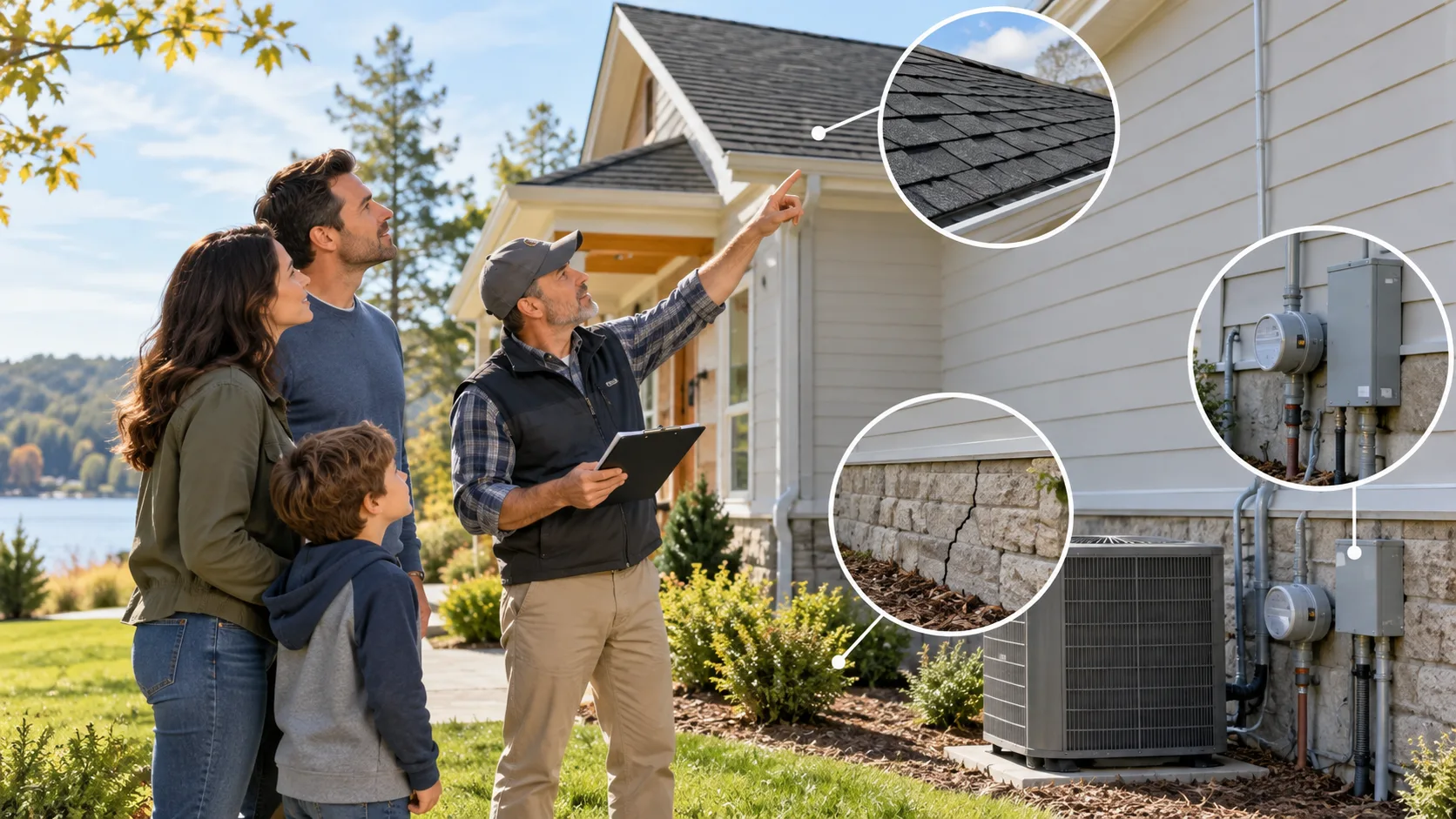 AI-generated editorial illustration about evaluating a house before making a purchase commitment