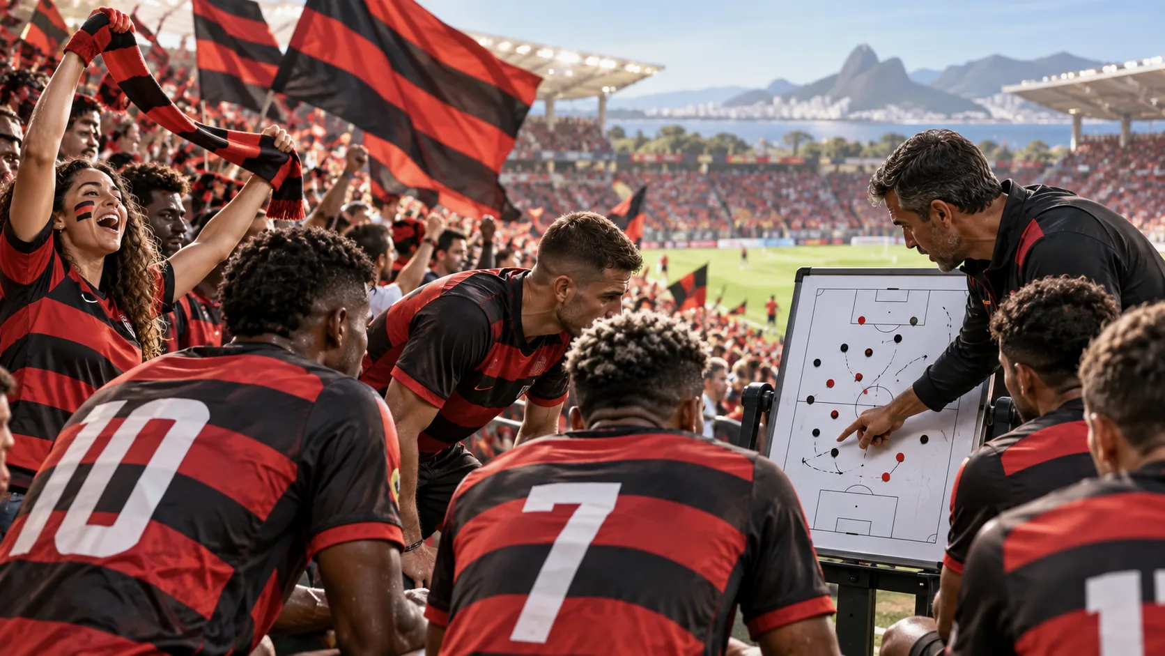 AI-generated editorial sports illustration about flamengo