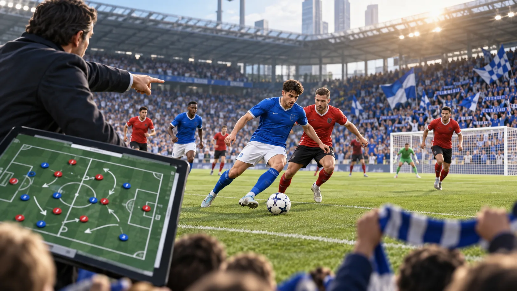 AI-generated editorial sports illustration about premier league