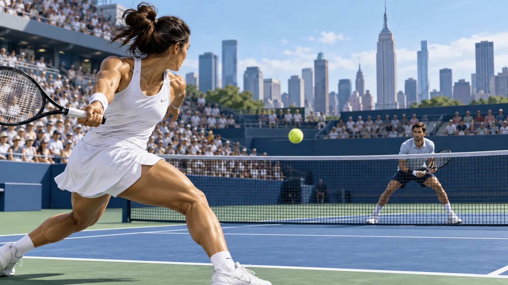 AI-generated editorial sports illustration about us open